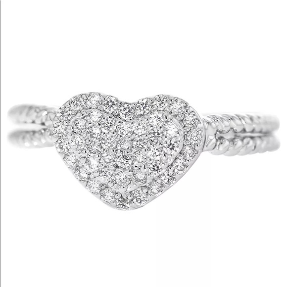 🆕Clear Crystal Sparkle Dazzle Heart Braided Ring - Picture 4 of 5